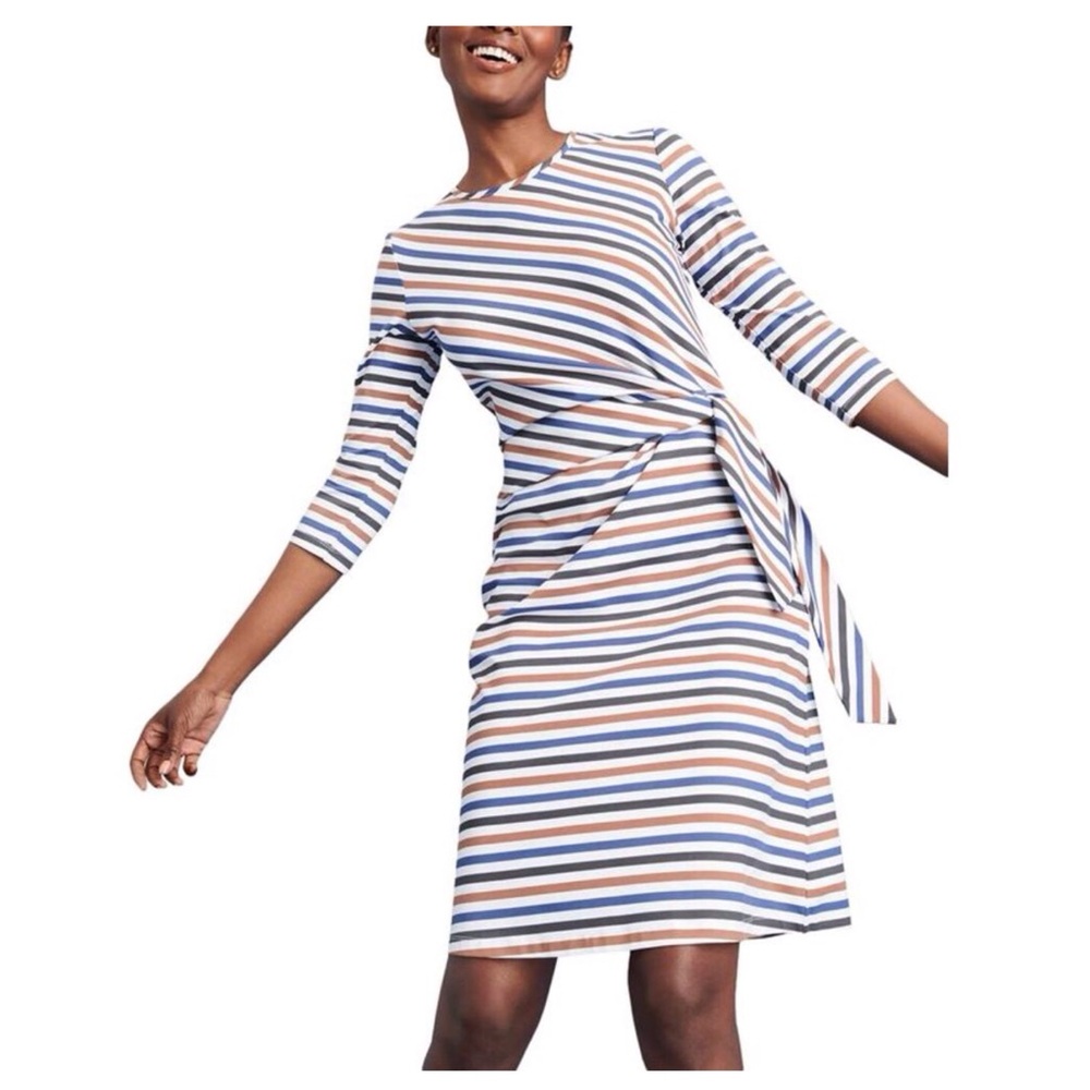 J. McLaughlin Size Small Stripe Elora Dress Catalina Cloth Faux Wrap Stretchy